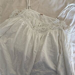 White Crochet Free People Tank